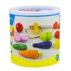LEAN TOYS Drewniana deska do krojenia owoców i warzyw z bezpiecznym nożem i wiaderkiem 13 elementów