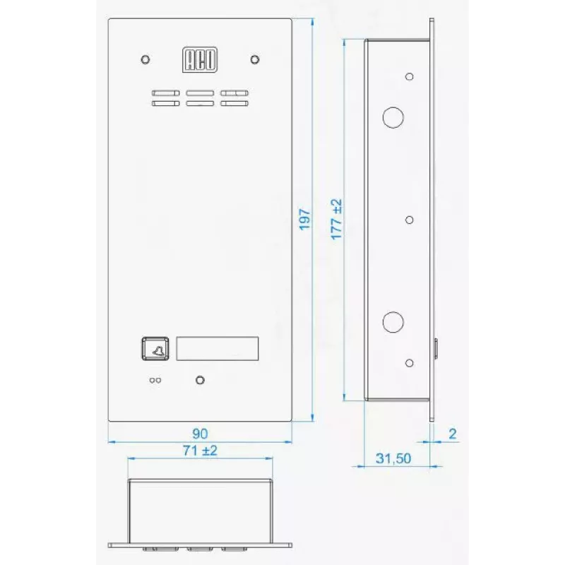 ACO FAM-P-1NPACC Panel podtynkowy z czytnikiem RFID dla 1 abonenta, srebrny