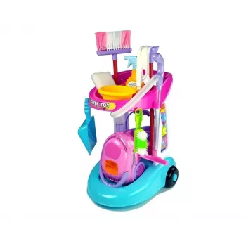 LEAN TOYS Zestaw Sprzątający na Wózku z Odkurzaczem