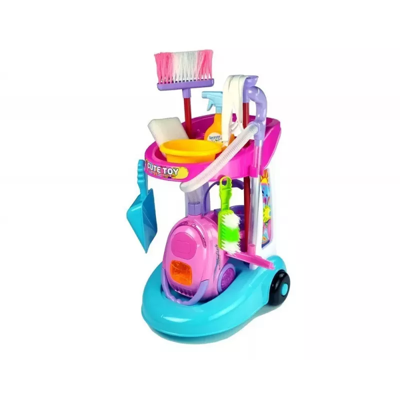LEAN TOYS Zestaw Sprzątający na Wózku z Odkurzaczem