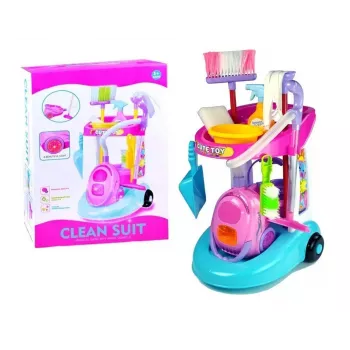 LEAN TOYS Zestaw Sprzątający na Wózku z Odkurzaczem