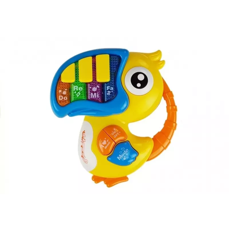 LEAN TOYS Parrot Piano Edukacyjna Zabawka Wczesnego Uczenia Żółty