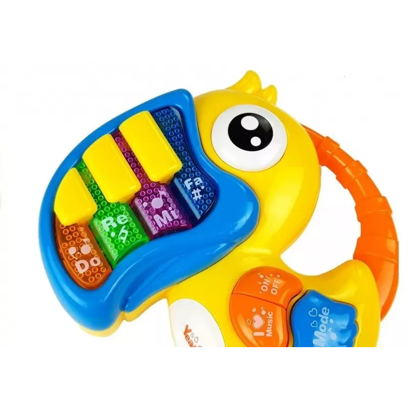 LEAN TOYS Parrot Piano Edukacyjna Zabawka Wczesnego Uczenia Żółty