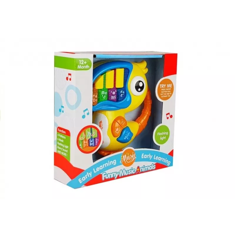 LEAN TOYS Parrot Piano Edukacyjna Zabawka Wczesnego Uczenia Żółty