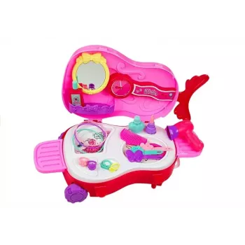 LEAN TOYS Przenośna Toaletka w Walizce na Skrzypce z Lustrem - Czarna, ze Skóry Ekologicznej