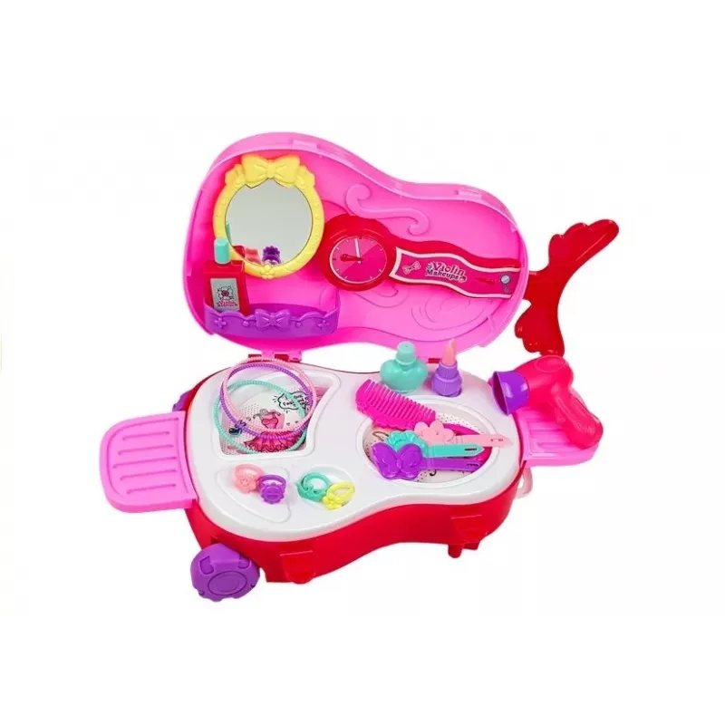 LEAN TOYS Przenośna Toaletka w Walizce na Skrzypce z Lustrem - Czarna, ze Skóry Ekologicznej