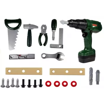 LEAN TOYS DIY Zestaw Narzędzi w Plecaku z Wiertarką 100-częściowy