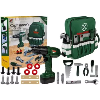 LEAN TOYS DIY Zestaw Narzędzi w Plecaku z Wiertarką 100-częściowy