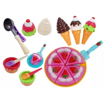 LEAN TOYS Zestaw Słodkości Deserów Lodów Ciasteczek Akcesoriów - Zabawkowe Jedzenie do Zabawy