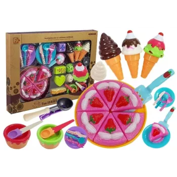 LEAN TOYS Zestaw Słodkości Deserów Lodów Ciasteczek Akcesoriów - Zabawkowe Jedzenie do Zabawy