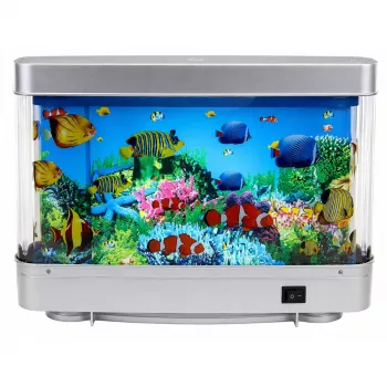 LEAN Sztuczne Ozdobne Akwarium LED Nocna Lampka 3D Rybki Ruchome Kolorowe