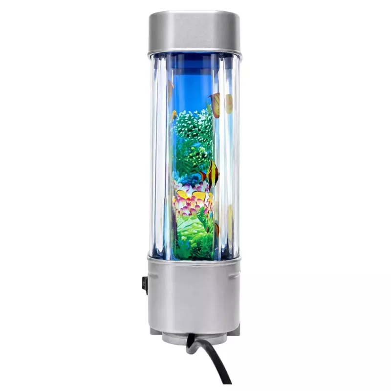 LEAN Sztuczne Ozdobne Akwarium LED Nocna Lampka 3D Rybki Ruchome Kolorowe