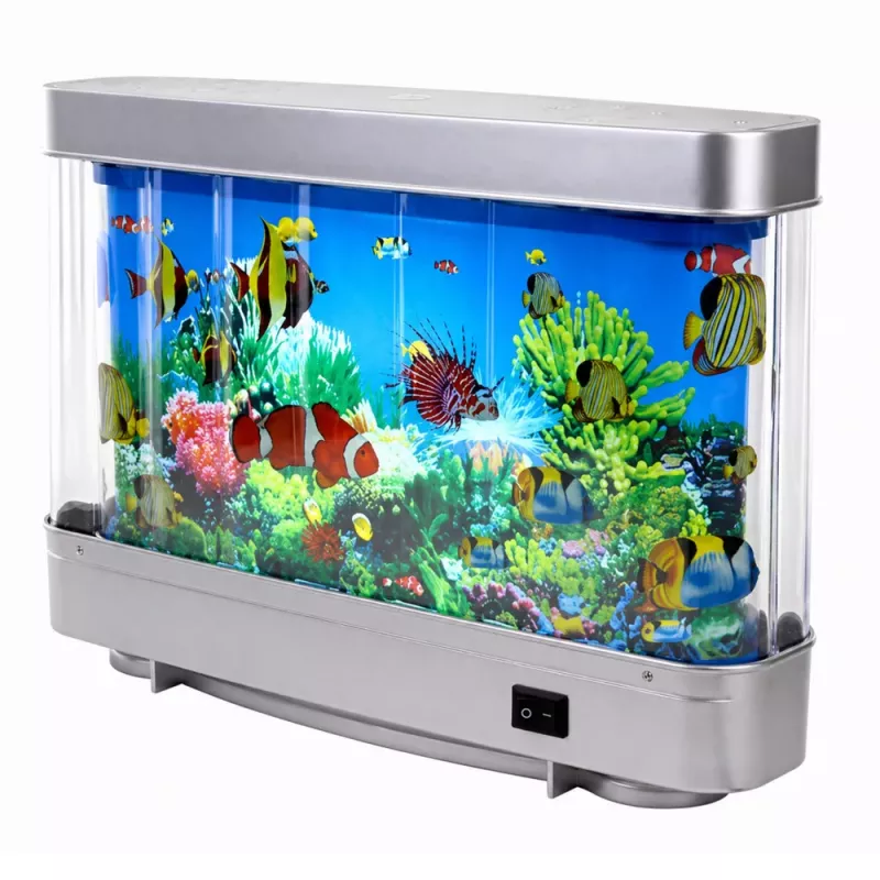 LEAN Sztuczne Ozdobne Akwarium LED Nocna Lampka 3D Rybki Ruchome Kolorowe
