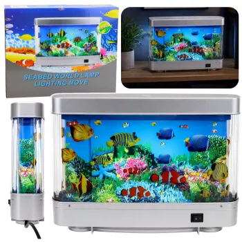 LEAN Sztuczne Ozdobne Akwarium LED Nocna Lampka 3D Rybki Ruchome Kolorowe