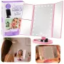 LEAN LED Cosmetic Mirror Folding Magnifying Touch Rotating Pink
