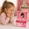 LEAN TOYS Nakręcana pozytywka z biżuterią dla dzieci z lusterkiem, różowa