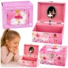 LEAN TOYS Nakręcana pozytywka z biżuterią dla dzieci z lusterkiem, różowa