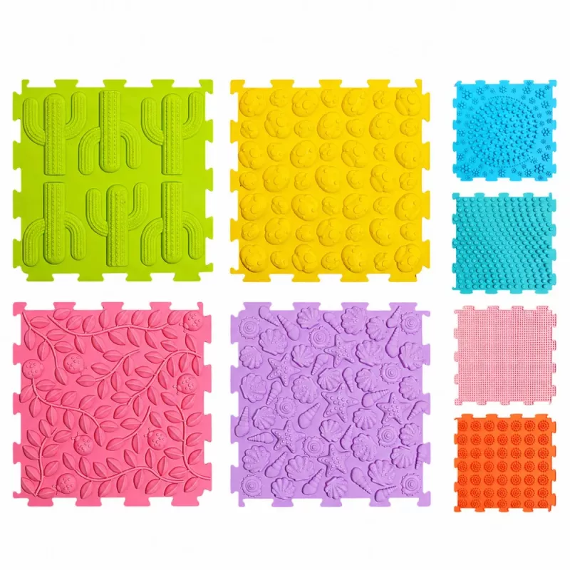 LEAN TOYS Sensory Silicone Puzzle Mat Sensory Path Colorful 25 cm 12 pcs.