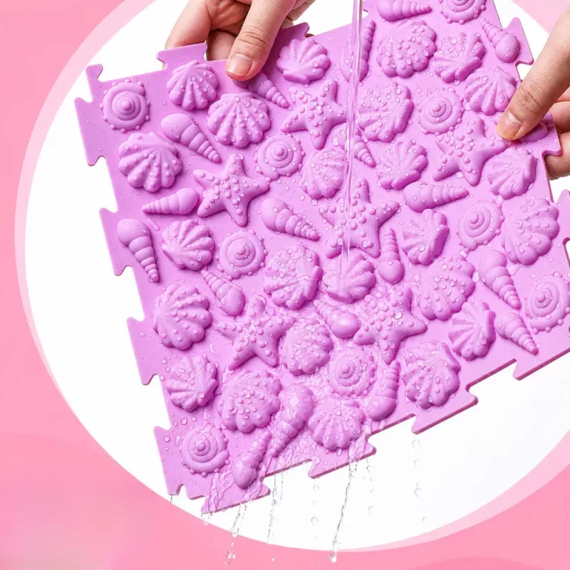 LEAN TOYS Sensory Silicone Puzzle Mat Sensory Path Colorful 25 cm 12 pcs.