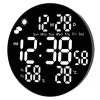 LEAN Cyfrowy Zegar Ścienny LED Data Temperatura Wilgotność Budzik Pilot 25 cm