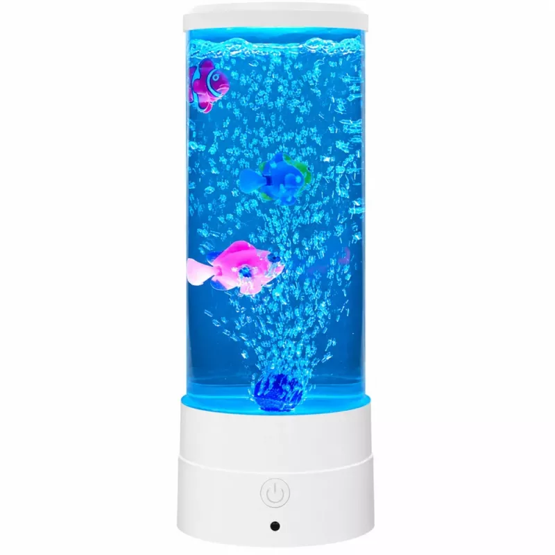 LEAN Ozdobna Lampka Nocna LED RGB Akwarium z Rybkami 16 Kolorów USB Biała