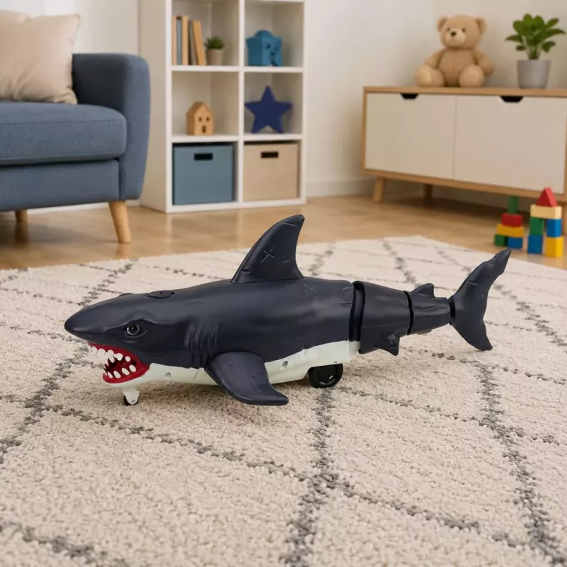 LEAN TOYS RC Shark Zdalnie Sterowany Rekin, Porusza Ogonem, Światła, Efekt Dymu, Czarny
