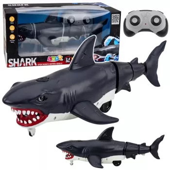 LEAN TOYS RC Shark Zdalnie Sterowany Rekin, Porusza Ogonem, Światła, Efekt Dymu, Czarny