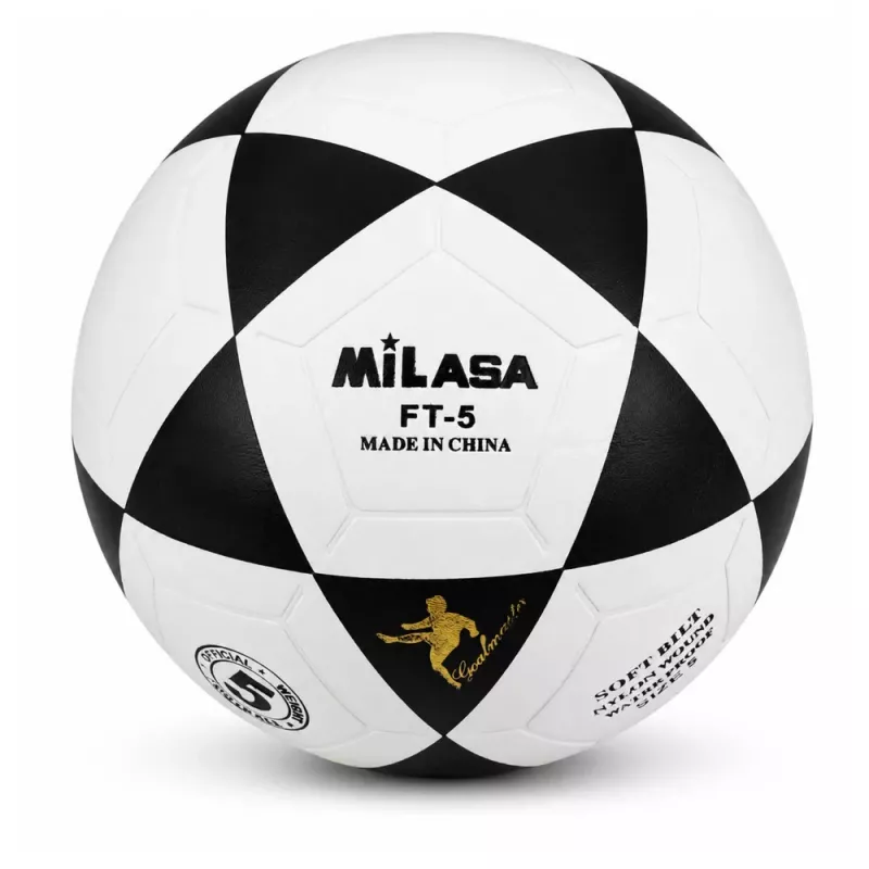 Piłka treningowa LEAN TOYS na trawę Czarno-biała Milasa 22cm Rozmiar 5