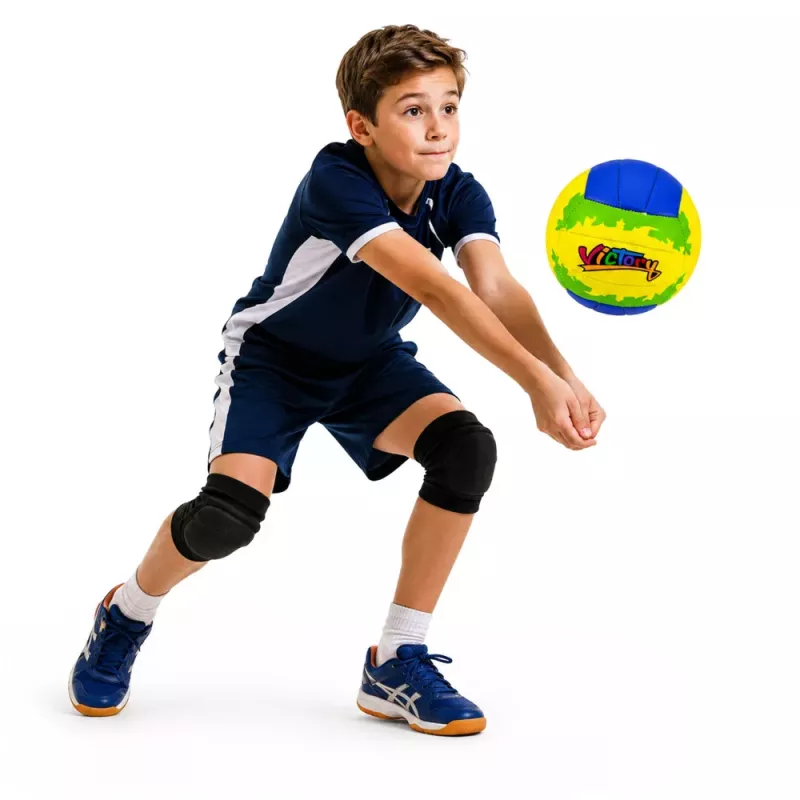 Piłka treningowa do siatkówki LEAN TOYS, żółto-niebieska, 22 cm, rozmiar 5