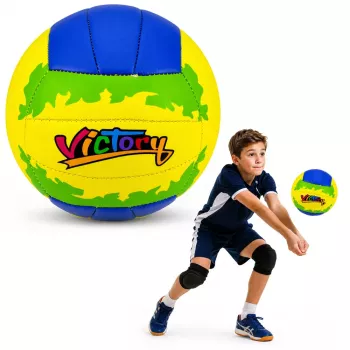Piłka treningowa do siatkówki LEAN TOYS, żółto-niebieska, 22 cm, rozmiar 5