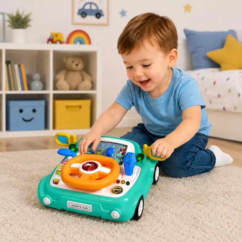 LEAN TOYS Interaktywny Panel Symulator Jazdy Samochodem Światła Dźwięki Niebieski
