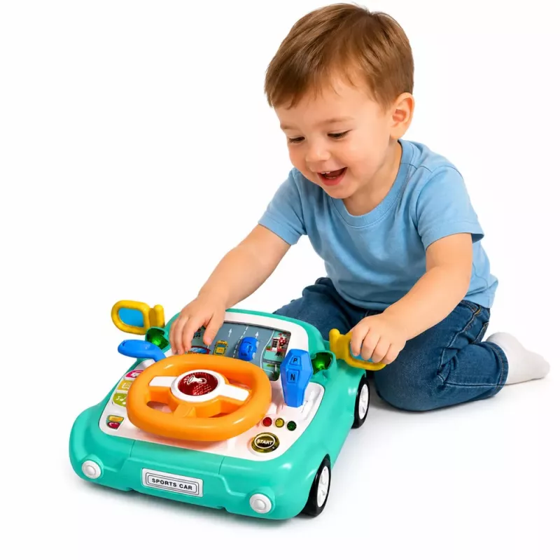 LEAN TOYS Interaktywny Panel Symulator Jazdy Samochodem Światła Dźwięki Niebieski