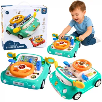 LEAN TOYS Interaktywny Panel Symulator Jazdy Samochodem Światła Dźwięki Niebieski