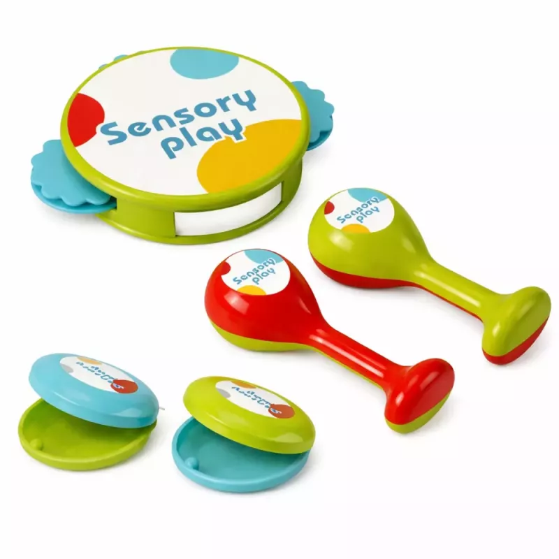 LEAN TOYS Zestaw instrumentów muzycznych dla dzieci Bębenek Grzechotki Tamburyn Kastaniety
