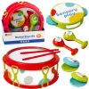 LEAN TOYS Zestaw instrumentów muzycznych dla dzieci Bębenek Grzechotki Tamburyn Kastaniety