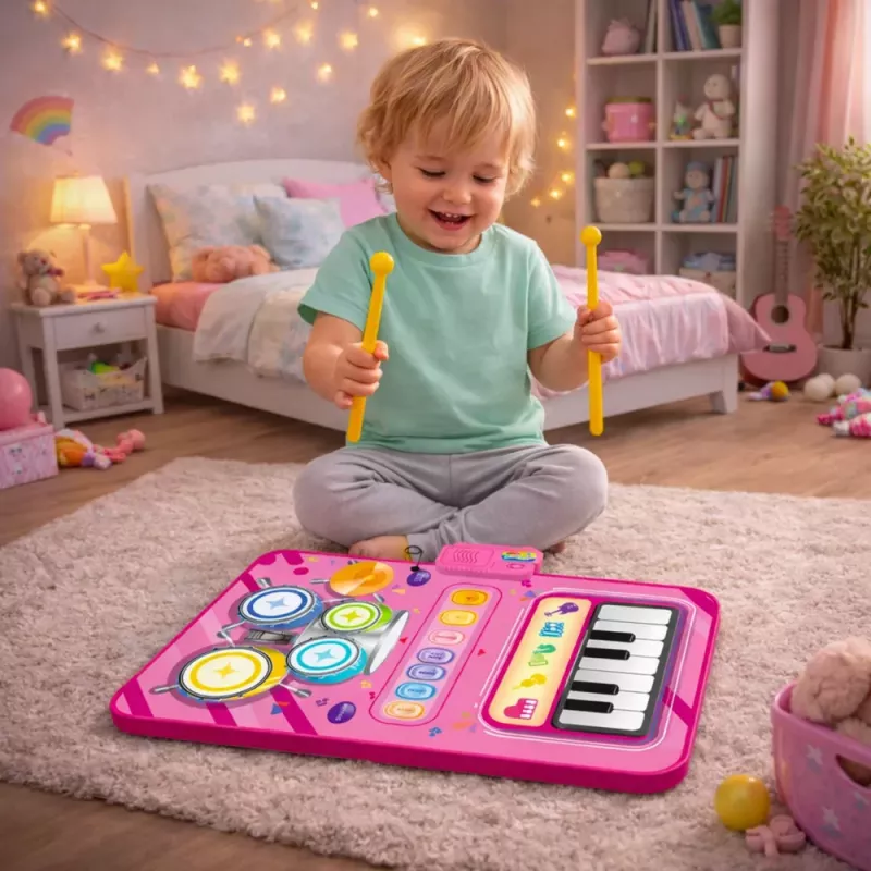 LEAN TOYS Interaktywna Mata Taneczna Edukacyjne Bębny Piano 2 w 1