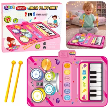 LEAN TOYS Interaktywna Mata Taneczna Edukacyjne Bębny Piano 2 w 1