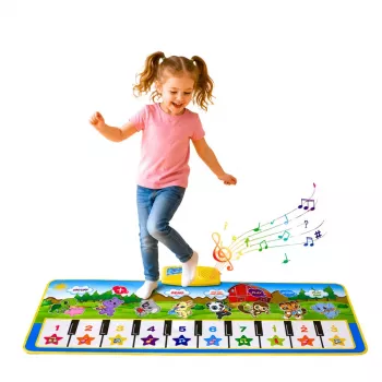 LEAN TOYS Edukacyjna Mata Muzyczna Pianino Zwierzęta Dźwięki Instrumentów 100x36 cm