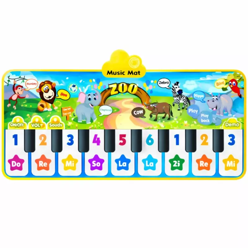 LEAN TOYS Interaktywna Mata Taneczna Piano Zwierzęta ZOO 10 Melodii 126 cm