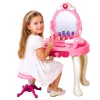 LEAN TOYS Dziecięcy stolik toaletowy z krzesłem, światła, suszarka, akcesoria, dźwięki, różowy