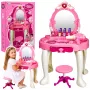 LEAN TOYS Dziecięcy stolik toaletowy z krzesłem, światła, suszarka, akcesoria, dźwięki, różowy