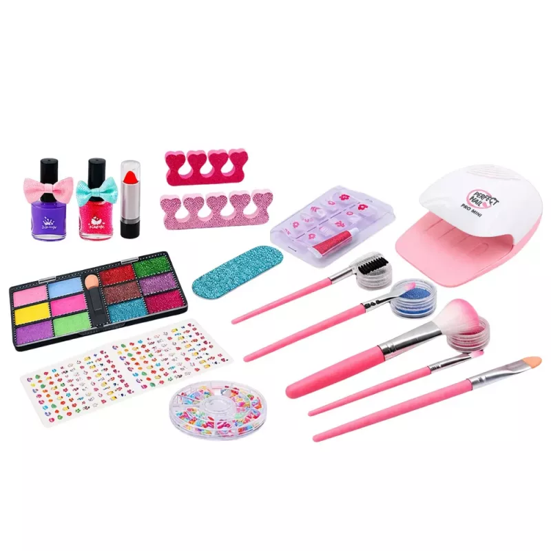 LEAN TOYS Beauty Set Kosmetyczka dla Dzieci Akcesoria do Paznokci Suszarka 20 szt.