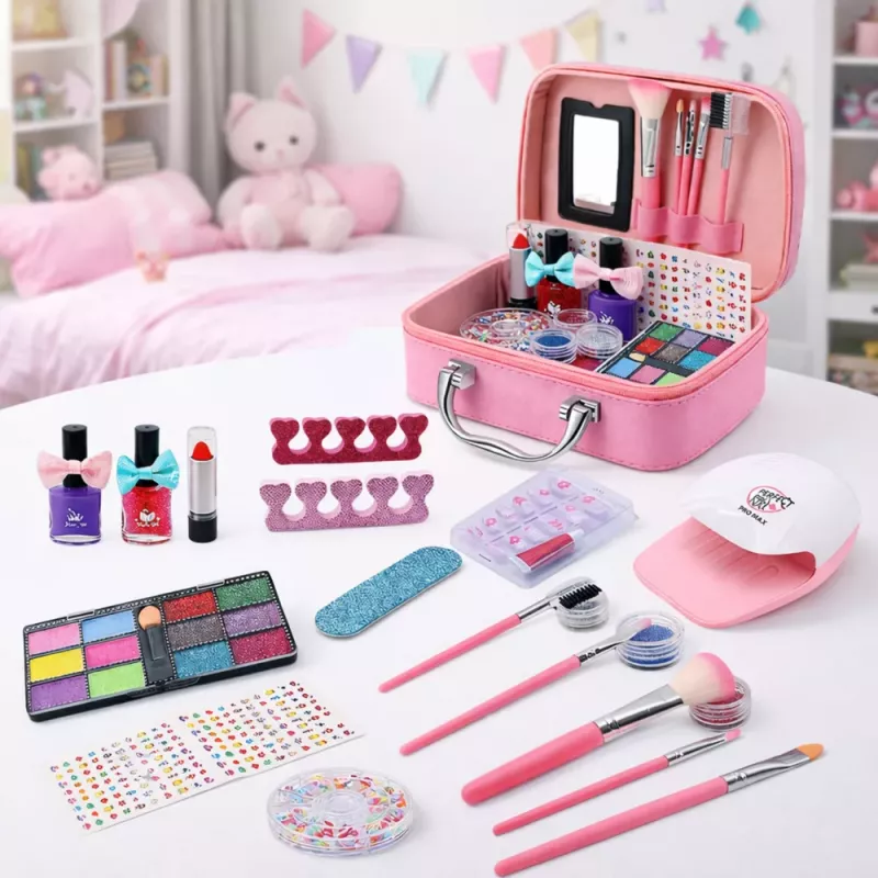LEAN TOYS Beauty Set Kosmetyczka dla Dzieci Akcesoria do Paznokci Suszarka 20 szt.