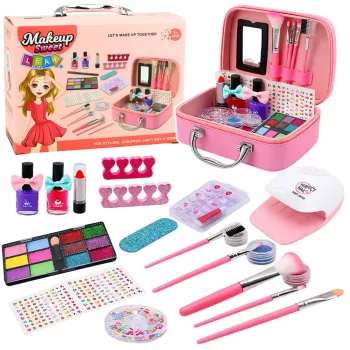 LEAN TOYS Beauty Set Kosmetyczka dla Dzieci Akcesoria do Paznokci Suszarka 20 szt.