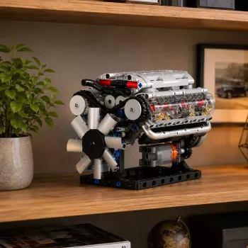 LEAN TOYS Klocki konstrukcyjne Model mechaniczny silnika V8 z ruchomymi tłokami 552 elementy