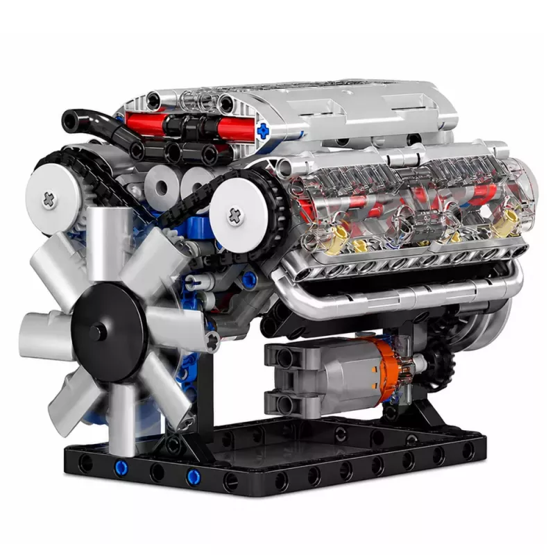 LEAN TOYS Klocki konstrukcyjne Model mechaniczny silnika V8 z ruchomymi tłokami 552 elementy