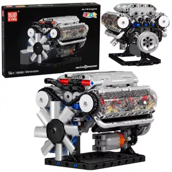 LEAN TOYS Klocki konstrukcyjne Model mechaniczny silnika V8 z ruchomymi tłokami 552 elementy