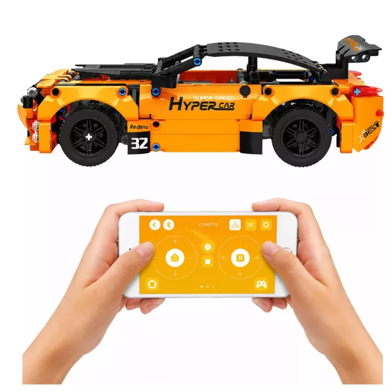 LEAN TOYS Samochód RC Zdalnie Sterowany Klocki Konstrukcyjne Pomarańczowy 545 szt.