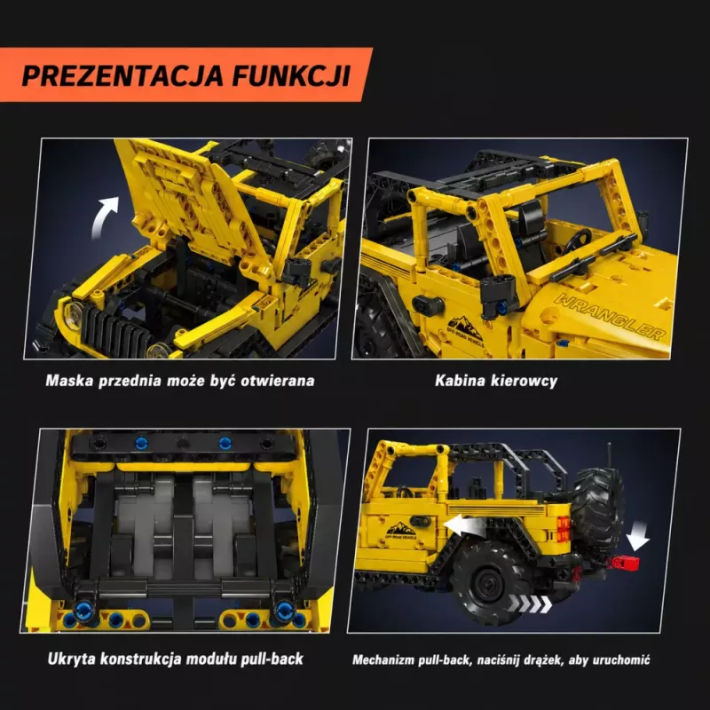 LEAN TOYS Klocki Konstrukcyjne Samochód Terenowy Wrangler Żółty 746 szt.