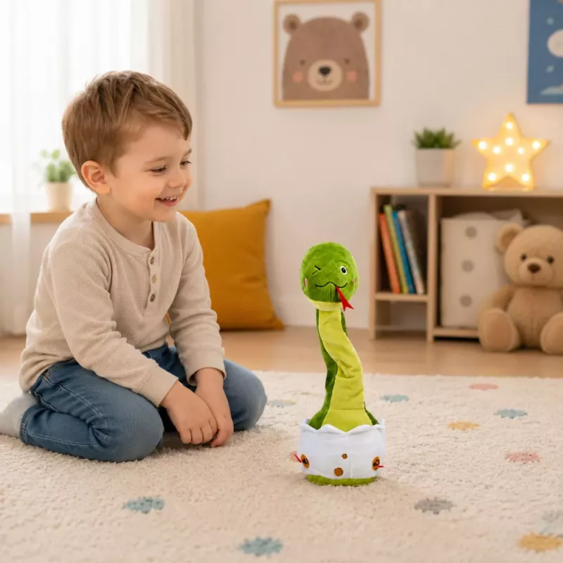 LEAN TOYS Pluszowy Tańczący Wąż Interaktywna Maskotka Muzyczna Zielony